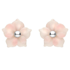 Sterling Silver Pink Conch Tuberose Carnation Stud Earrings E2162