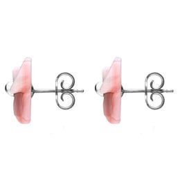 Sterling Silver Pink Conch Tuberose Clover Stud Earrings E2159