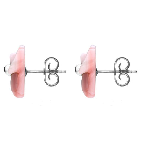 Sterling Silver Pink Conch Tuberose Clover Stud Earrings E2159