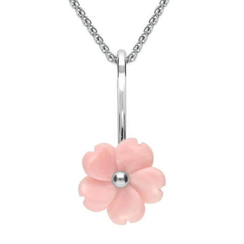 Sterling Silver Pink Conch Tuberose 15mm Gypsophila Necklace