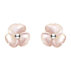 Sterling Silver Pink Mother of Pearl Clover Tuberose Stud Earrings, E2159