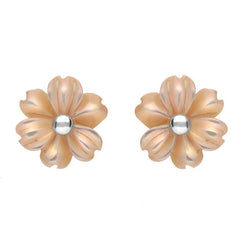 Sterling Silver Pink Mother of Pearl Dahlia Tuberose Stud Earrings, E2155