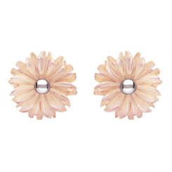 Sterling Silver Pink Mother of Pearl Daisy Tuberose Stud Earrings, E2161