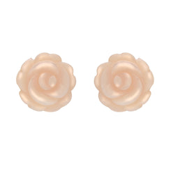 Sterling Silver Pink Mother of Pearl Large Rose Tuberose Stud Earrings, E2150