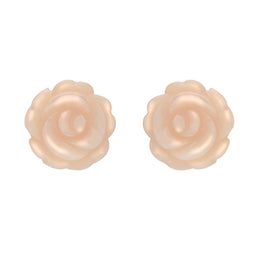 Sterling Silver Pink Mother of Pearl Large Rose Tuberose Stud Earrings, E2150