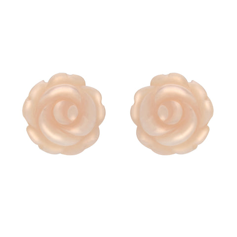 Sterling Silver Pink Mother of Pearl Large Rose Tuberose Stud Earrings, E2150
