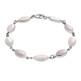 Sterling Silver Pink Mother of Pearl Marquise Bracelet. B184.