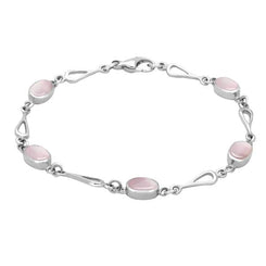 Sterling Silver Pink Mother of Pearl Oval Spoon Bracelet. B231.