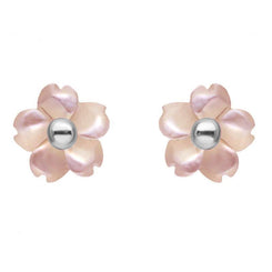 Sterling Silver Pink Mother of Pearl Small Gypsophila Tuberose Stud Earrings, E2157