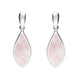Sterling Silver Pink Mother of Pearl Small Pointed Pear Drop Earrings. E686.