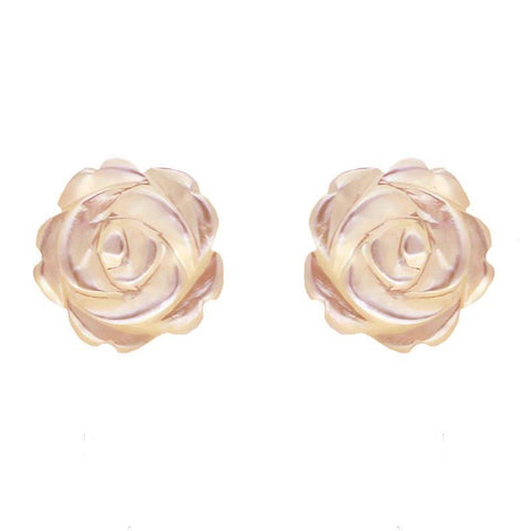 Sterling Silver Pink Mother of Pearl Small Rose Tuberose Stud Earrings, E2161