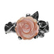 Sterling Silver Pink Mother of Pearl Tuberose Rose Leaf Twist Ring, R728.