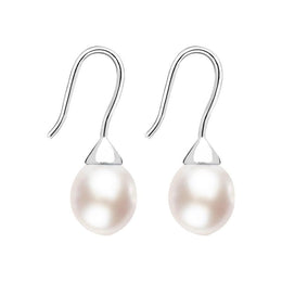 Sterling Silver Pink Pearl Hook Drop Earrings, E1357.