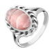 Sterling Silver Rhodochrosite Heavy Oval Rope Edge Ring R177