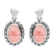 Sterling Silver Rhodochrosite Oval Rope Edge Earrings E286