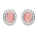 Sterling Silver Rhodochrosite Oval Rope Edge Stud Earrings E289