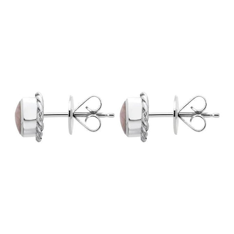 Sterling Silver Rhodochrosite Round Twist Edge Stud Earrings E134