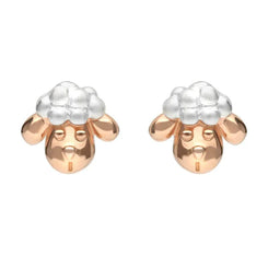 Sterling Silver Rose Gold Ashbourne Show Sheep Head Earrings E2231