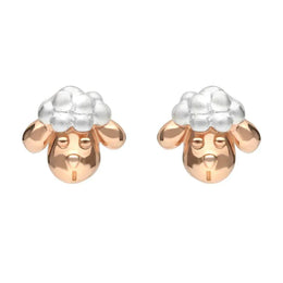 Sterling Silver Rose Gold Ashbourne Show Sheep Head Earrings E2231