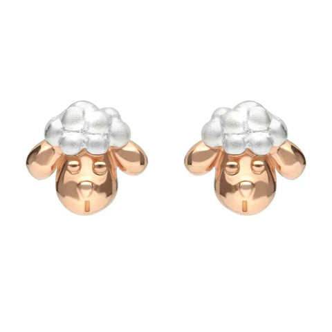 Sterling Silver Rose Gold Ashbourne Show Sheep Head Earrings E2231