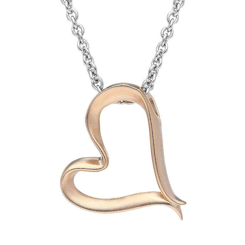 Sterling Silver Rose Gold Vermeil Open Heart Necklace, P2783C.