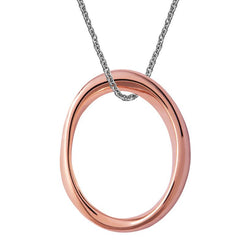 Sterling Silver Rose Gold Vermeil Twisted Open Oval Infinity Necklace P2780C.