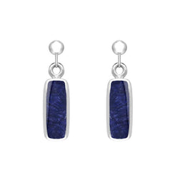 Sterling Silver Sodalite Oblong Drop Earrings, E226