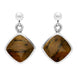  Sterling Silver Tigers Eye Cushion Drop Earrings, E227