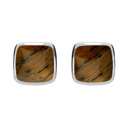 Sterling Silver Tigers Eye Cushion Stud Earrings, E279.