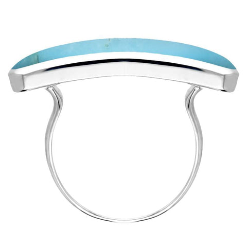 Sterling Silver Turquoise Lineaire Long Oval Ring. R1005.