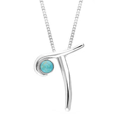 Sterling Silver Turquoise Love Letters Initial T Necklace P3467C