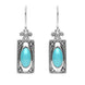 Sterling Silver Turquoise Marcasite Oval Oblong Drop Hook Earrings. E2305.