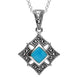 Sterling Silver Turquoise Marcasite Square Necklace, P2341.