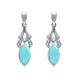Sterling Silver Turquoise Marquise Drop Earrings. E075.