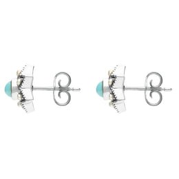 Sterling Silver Turquoise Pearl 6 Point Star Stud Earrings. E1638.