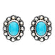 Sterling Silver Turquoise Pearl Oval Beaded Edge Stud Earrings. E1632.