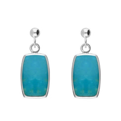 Sterling Silver Turquoise Petite Barrel Drop Earrings. E228.