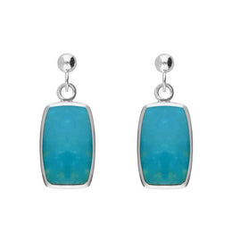 Sterling Silver Turquoise Petite Barrel Drop Earrings. E228.