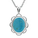 Sterling Silver Turquoise Rope Edged Oval Frill Necklace, P037