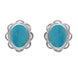 Sterling Silver Turquoise Rope Frill Edge Oval Stud Earrings. E009.