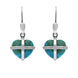 Sterling Silver Turquoise Small Cross Heart Drop Earrings E1287