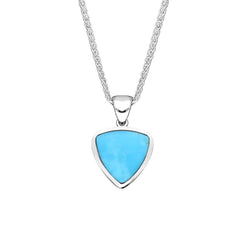 Sterling Silver Turquoise Small Curved Triangle Necklace. P323.