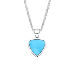 Sterling Silver Turquoise Small Curved Triangle Necklace. P323.