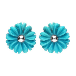 Sterling Silver Turquoise Tuberose Daisy Stud Earrings, E2161.