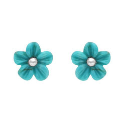 Sterling Silver Turquoise Tuberose Desert Rose Stud Earrings, E2154.