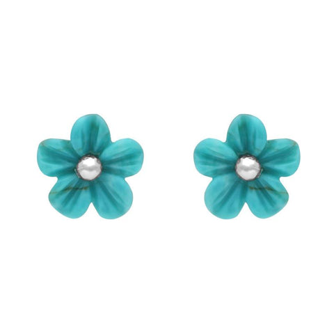 Sterling Silver Turquoise Tuberose Desert Rose Stud Earrings, E2154.