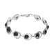 Sterling Silver Whitby Jet 11 Stone Round Swirl Bracelet, B1019