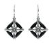 Sterling Silver Whitby Jet 4 Stone Square Cross Drop Earrings. E1954