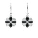 Sterling Silver Whitby Jet 4 stone Cross Drop Earrings. E1957