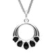 Sterling Silver Whitby Jet Five Stone Open Circle Necklace P2624